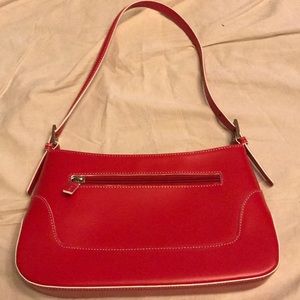 Red leather look bag